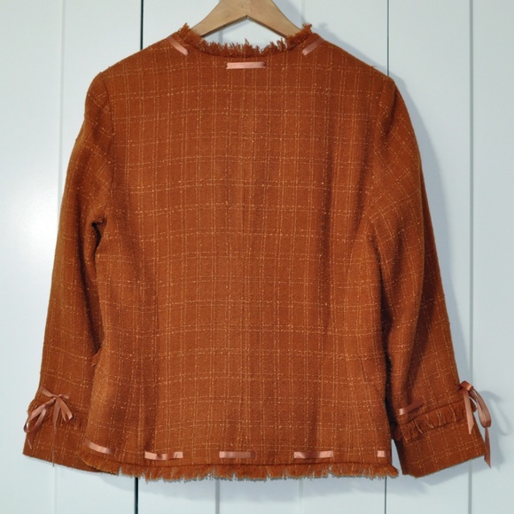Maggie Sweet woven boucle rust jacket petite M - Picture 2 of 5